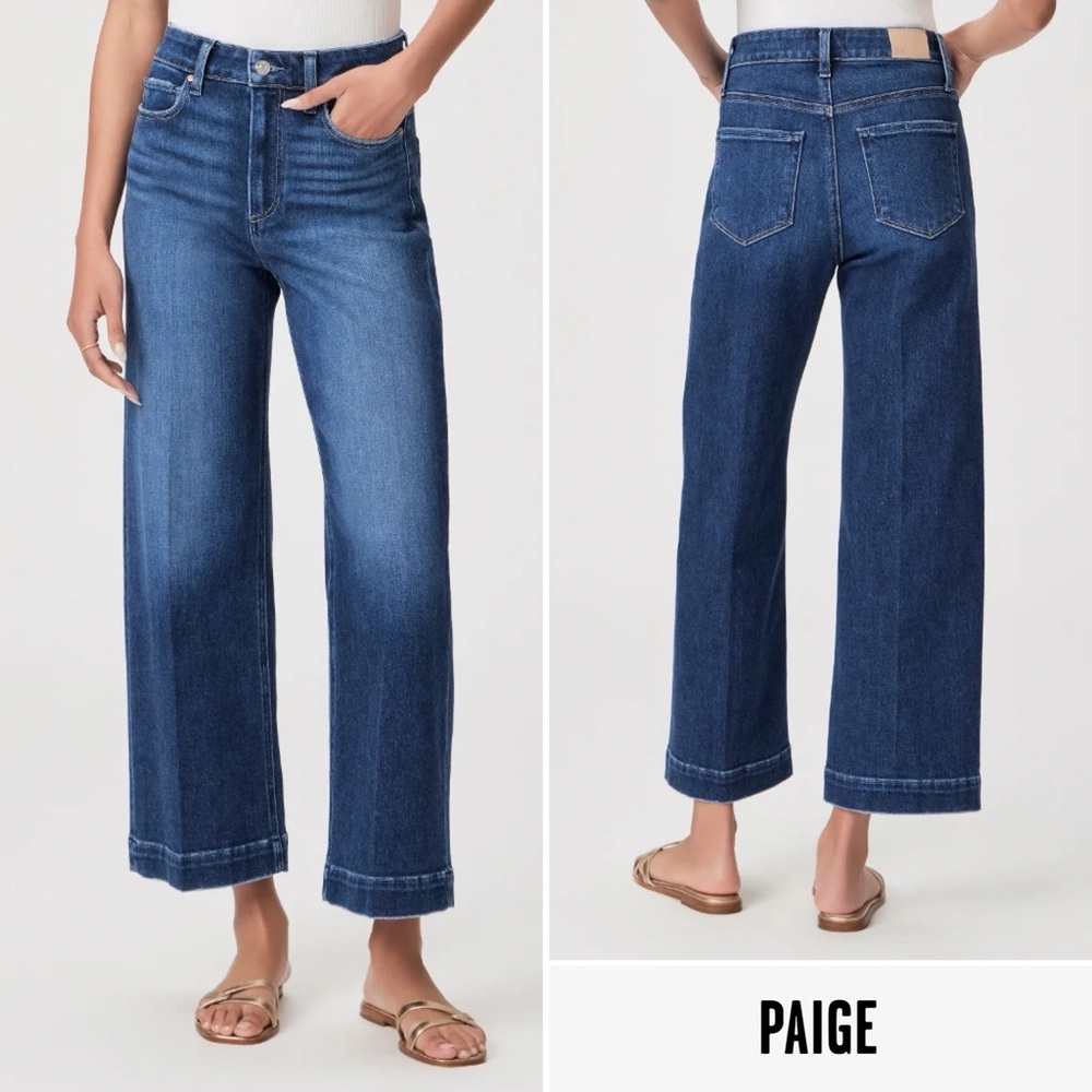PAIGE Anessa Wide Leg Jeans Foreign Film Blue 25 NWT